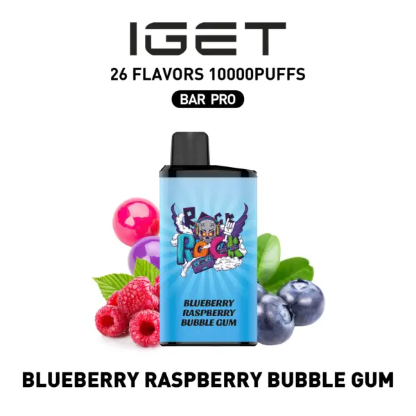 IGET BAR PRO 10000 Puffs Blueberry Raspberry Bubble Gum Flavored Australia