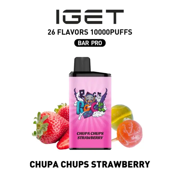 IGET BAR PRO 10000 Puffs CHUPA CHUPS STRAWBERRY Flavore Australia
