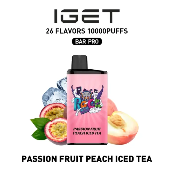 IGET BAR PRO 10000 Puffs PASSION FRUIT PEACH ICED TEA Flavored Australia