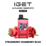 IGET BAR PRO 10000 Puffs STRAWBERRY CRANBERRY BLISS Flavored Australia